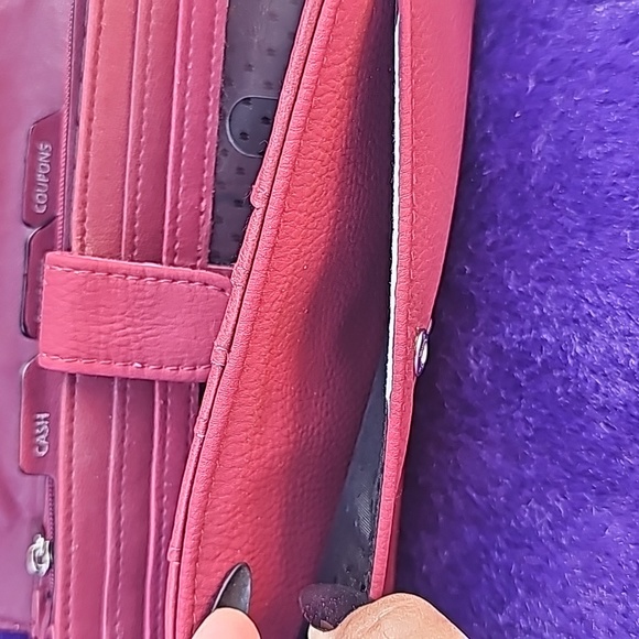 Maroon Red Wallet Perfect Organizer Cash Receipts And Coupons - Picture 5 of 8
